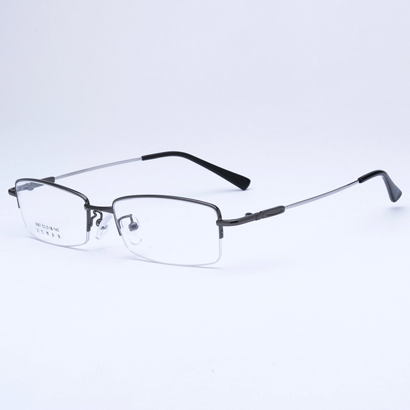 Trendy fashion women men vintage fashion half frame spectacle memory metal optical frame