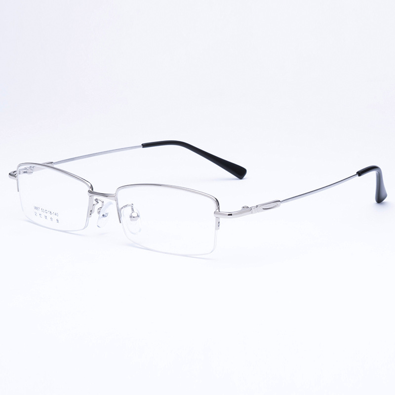 Trendy fashion women men vintage fashion half frame spectacle memory metal optical frame