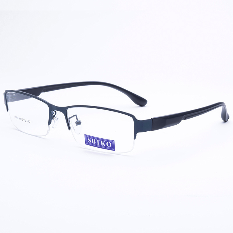 Gunmetal retro rectangle half frame flat glasses metal optical frame glasses high quality