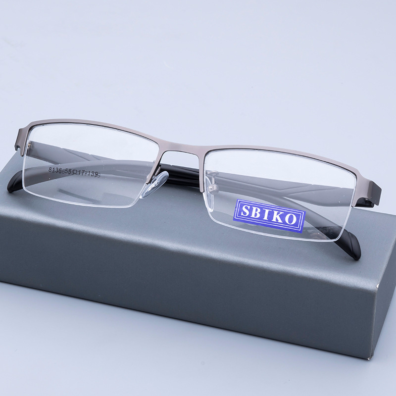 Ultralight hot sale half frame business eyeglasses mens rectangle optical eyeglasses frames