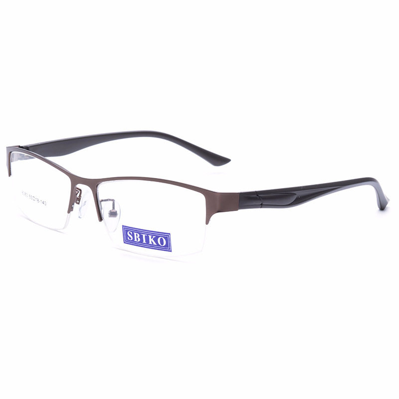 Trendy business hlaf frame flat lens round metal ultralight casual glasses frame