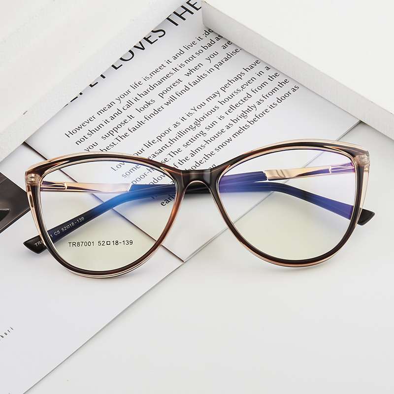 New Fashion Women TR87001 Anti Blue Light Glasses Eyewear Trends Red Blue Orange Gradient Color UV400 Computer Glasses