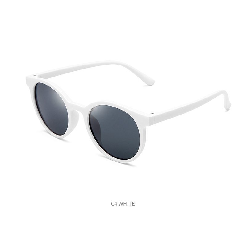 Retro children's cartoon sunglasses milk tea color cute children's glasses UV protection round frame baby sunglasses