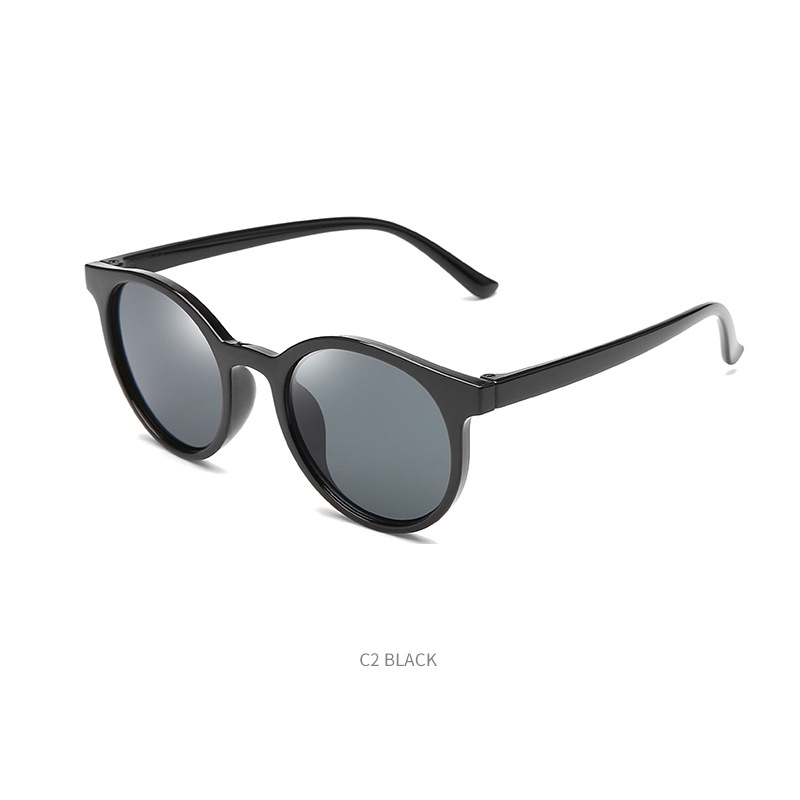 Retro children's cartoon sunglasses milk tea color cute children's glasses UV protection round frame baby sunglasses
