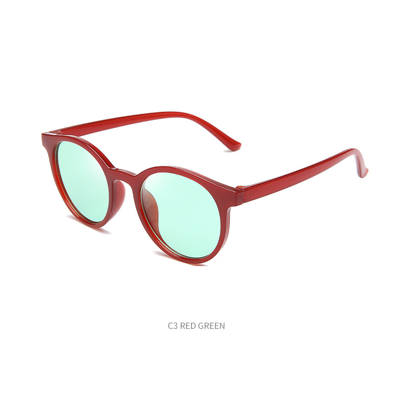 Retro children's cartoon sunglasses milk tea color cute children's glasses UV protection round frame baby sunglasses