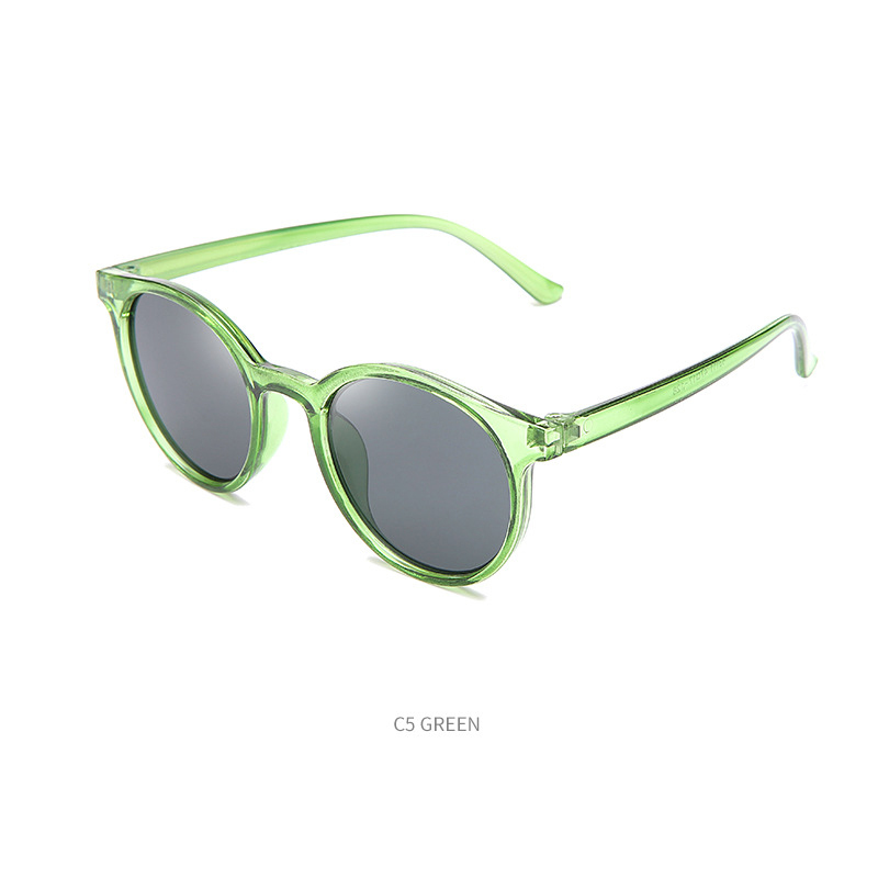 Retro children's cartoon sunglasses milk tea color cute children's glasses UV protection round frame baby sunglasses