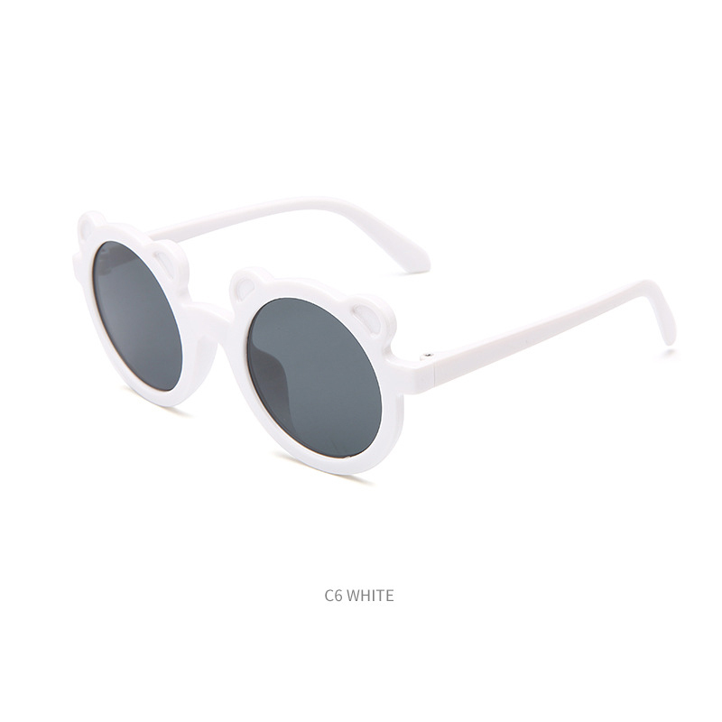 New children's cartoon sunglasses Round frame Bear glasses Cute candy color UV protective baby sunglasses