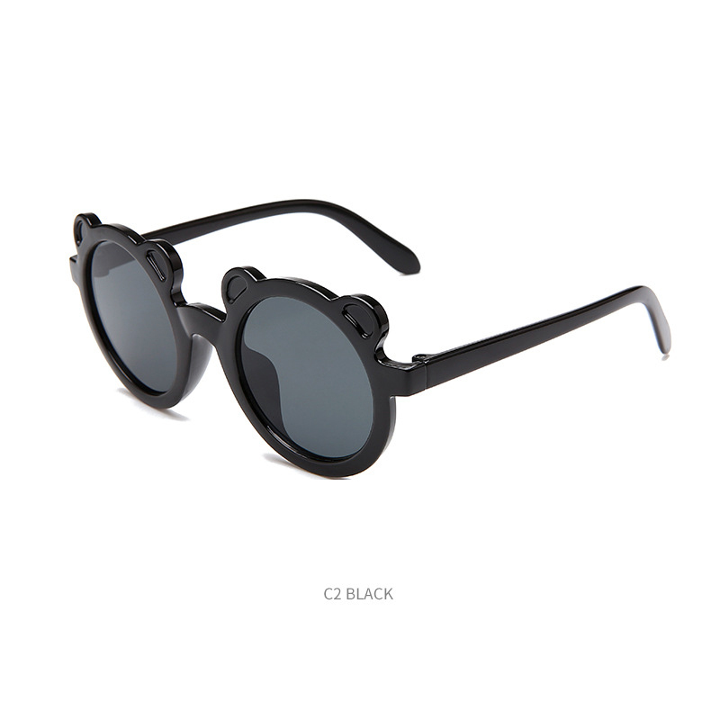 New children's cartoon sunglasses Round frame Bear glasses Cute candy color UV protective baby sunglasses