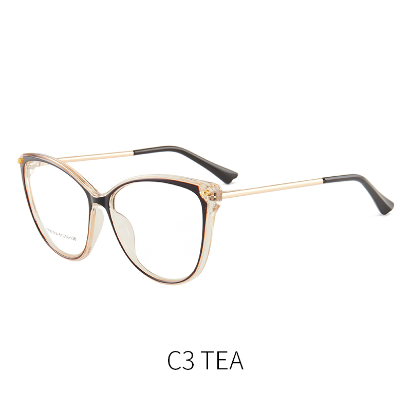TR87014 Fashion Anti Blue Light Cat Eye Glasses Trendy Metal Optical Glasses Frame Women Designer Eyeglasses Frame