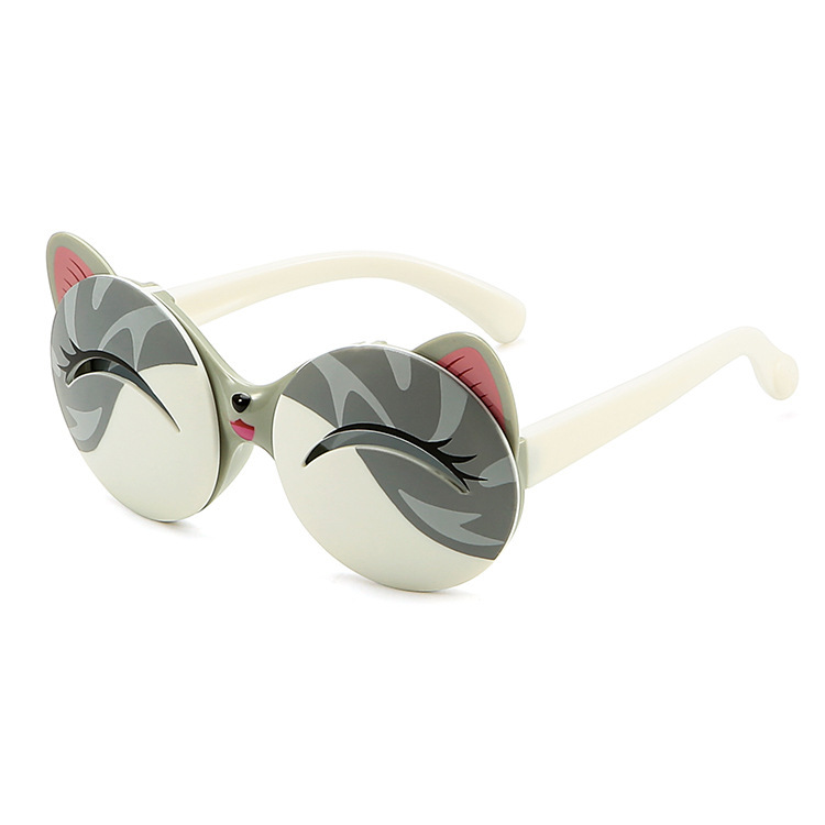 New children's polarizing sunglasses Fashion cartoon kitten clamshell hipster sunglasses UV protection glasses