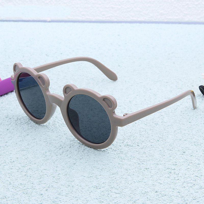 New children's cartoon sunglasses Round frame Bear glasses Cute candy color UV protective baby sunglasses