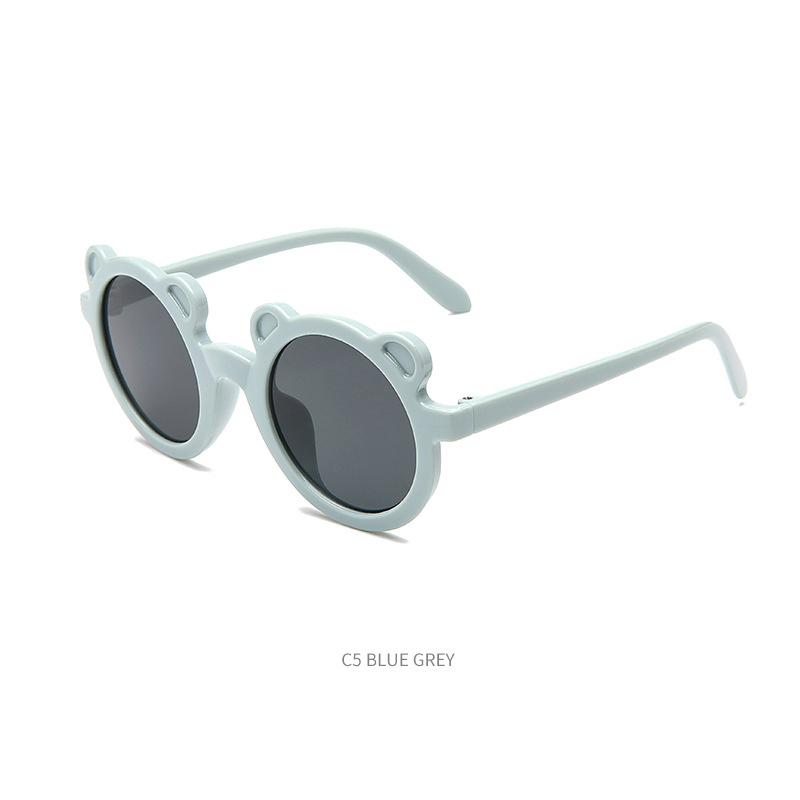 New children's cartoon sunglasses Round frame Bear glasses Cute candy color UV protective baby sunglasses