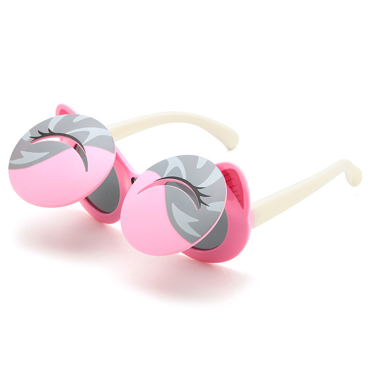 New children's polarizing sunglasses Fashion cartoon kitten clamshell hipster sunglasses UV protection glasses