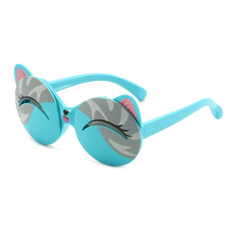 New children's polarizing sunglasses Fashion cartoon kitten clamshell hipster sunglasses UV protection glasses