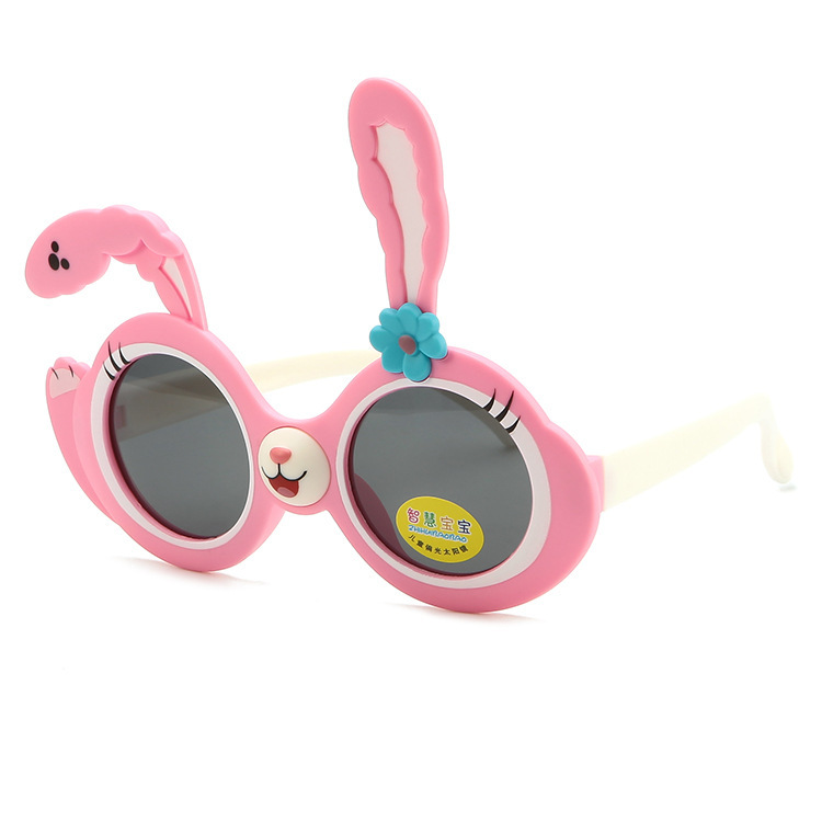 New little rabbit ears polarized sunglasses for children girls UV protective sunglasses silicone glasses