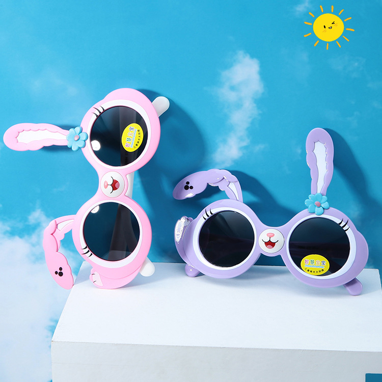 New little rabbit ears polarized sunglasses for children girls UV protective sunglasses silicone glasses