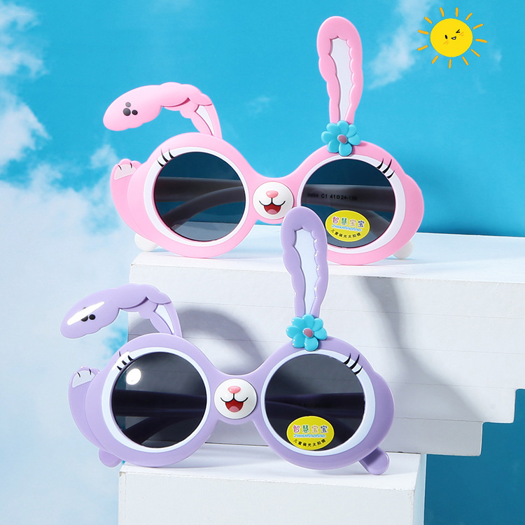 New little rabbit ears polarized sunglasses for children girls UV protective sunglasses silicone glasses
