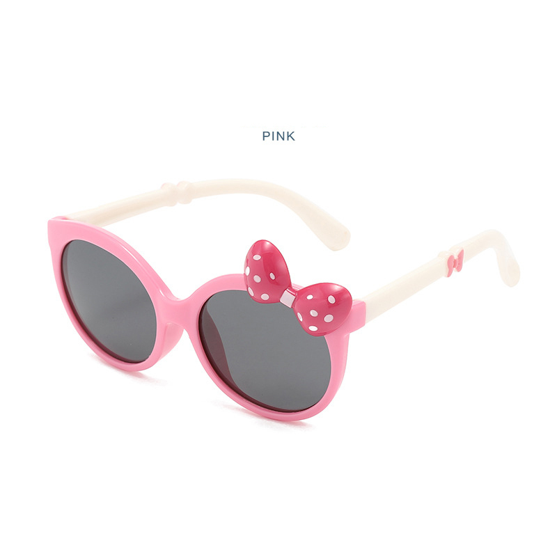 Summer new girl's cute sunglasses with bow Baby personality cartoon sunglasses travel sunshade glasses