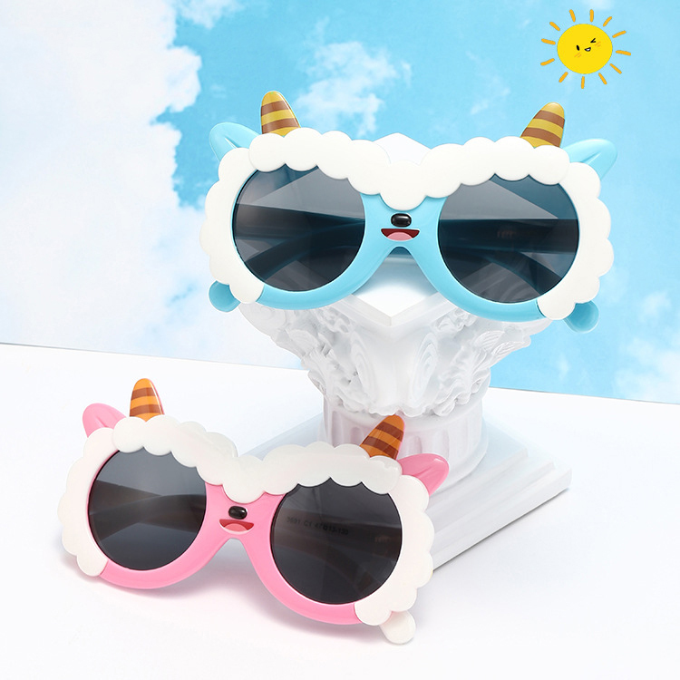 Summer new children can love card ventilation sunglasses baby lamb sunglasses silicone sun protection glasses