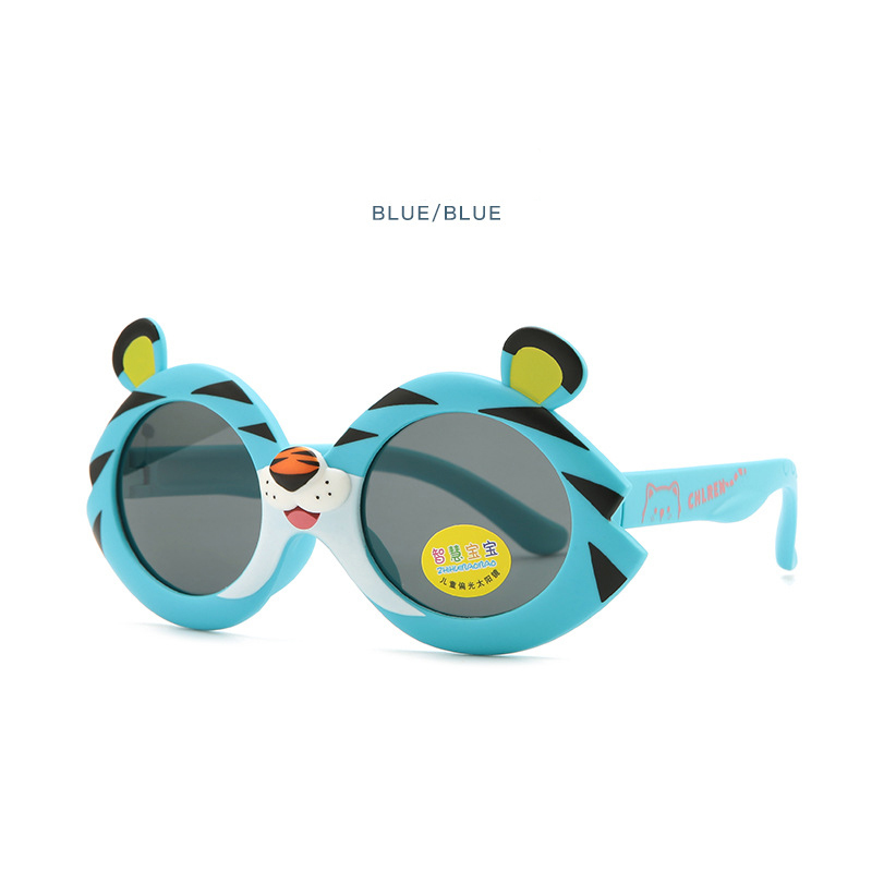 New baby fashion tiger cartoon sunglasses silicone polarized sunglasses for children boys and girls glasses