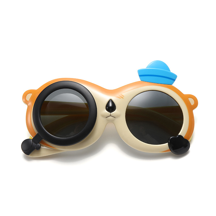 Uv-proof cartoon clamshell for baby dog soft silicone sunglasses for girls Toy glasses Polarized sunglasses for children