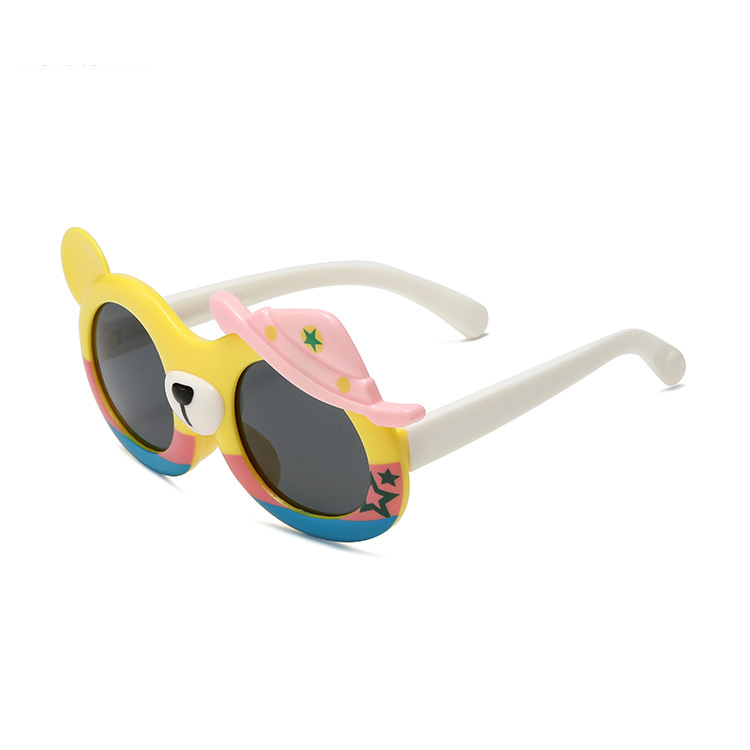 Children's polarized sunglasses cute bear soft silicone sunglasses cartoon boy baby
