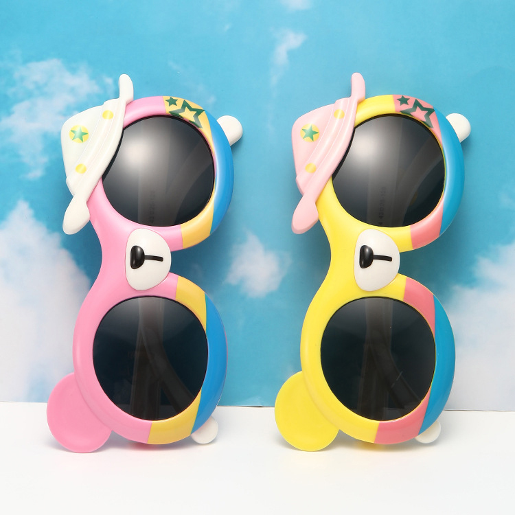 Children's polarized sunglasses cute bear soft silicone sunglasses cartoon boy baby
