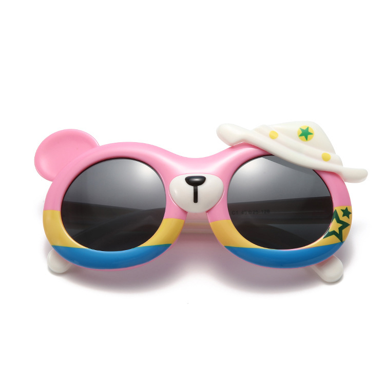 Children's polarized sunglasses cute bear soft silicone sunglasses cartoon boy baby