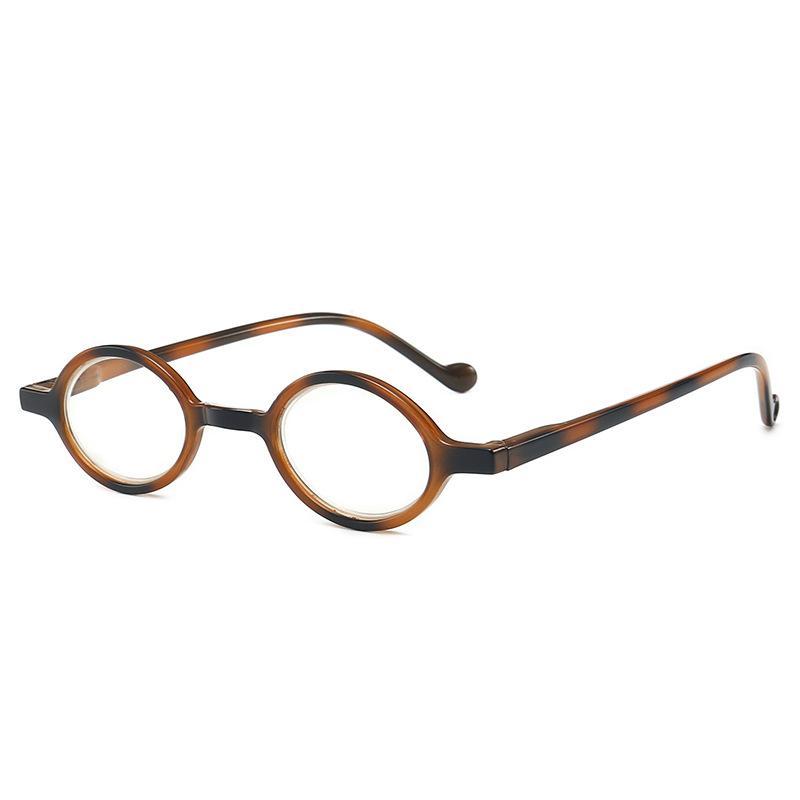 Small Round Frame Portable Anti-Blue Reading Glasses Fashion Round Ultra-Light for Men and Women HD Retro Elderly Flower Glasses