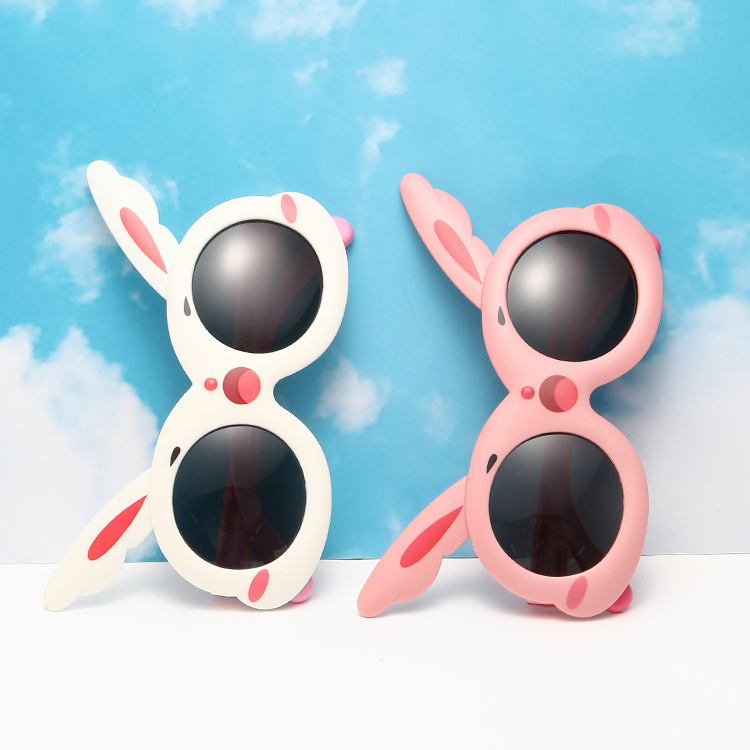 Children's polarizing sunglasses UV protection cartoon bunny boys baby soft silicone toy glasses girls sunglasses