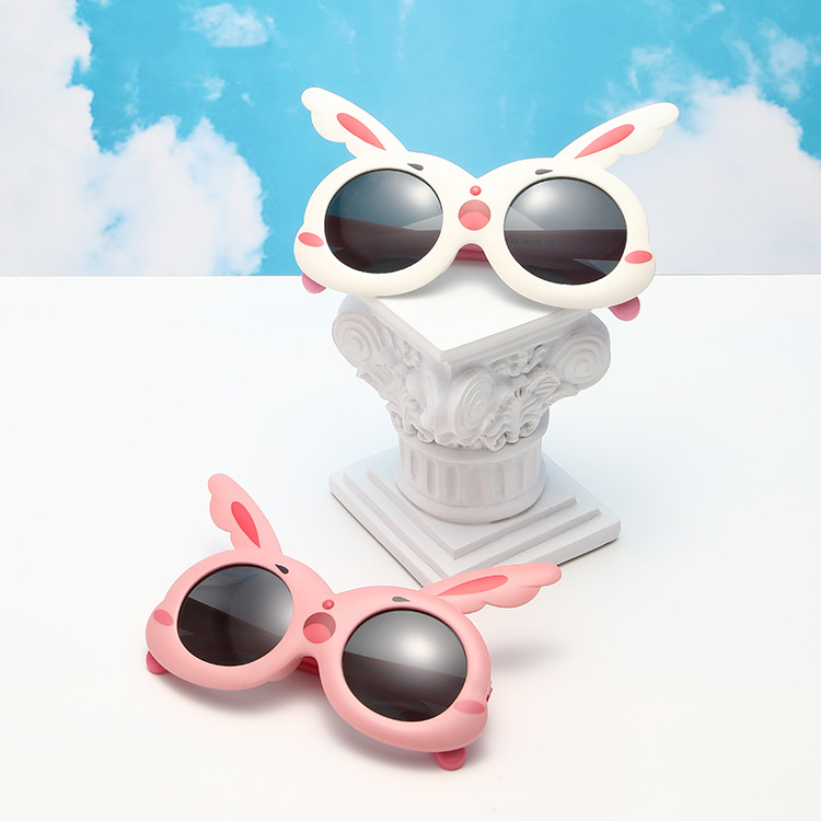 Children's polarizing sunglasses UV protection cartoon bunny boys baby soft silicone toy glasses girls sunglasses