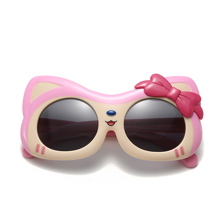 Children's sunglasses UV protection polarizing sunglasses for girls Cute kitten girl baby sunglasses silicone