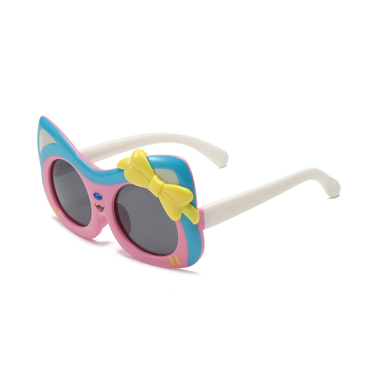 Children's sunglasses UV protection polarizing sunglasses for girls Cute kitten girl baby sunglasses silicone