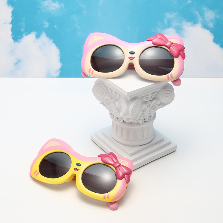 Children's sunglasses UV protection polarizing sunglasses for girls Cute kitten girl baby sunglasses silicone