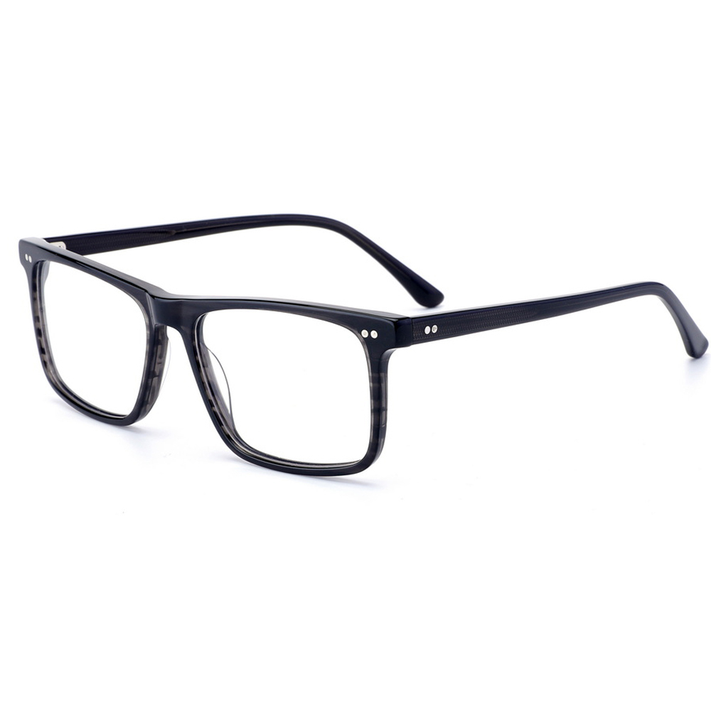HD5006 Men Square Optical Frame Cellulose Acetate Spectacle Frames Custom Metal Pattern Eyeglasses Frame Acetate