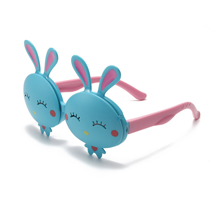 New children's fashion flip sunglasses girls UV proof bunny sunglasses cartoon glasses wholesale