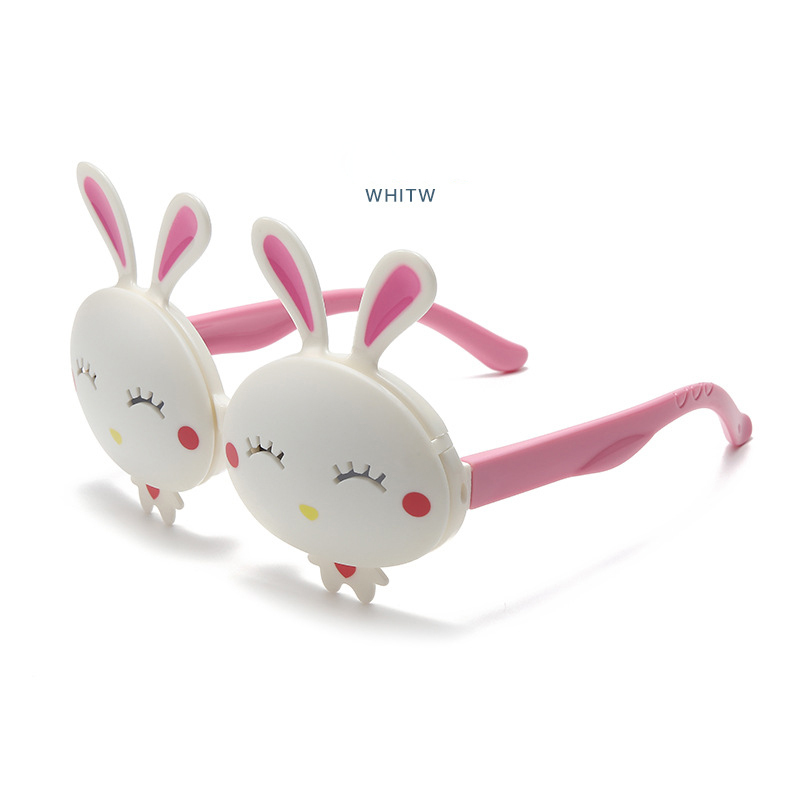 New children's fashion flip sunglasses girls UV proof bunny sunglasses cartoon glasses wholesale