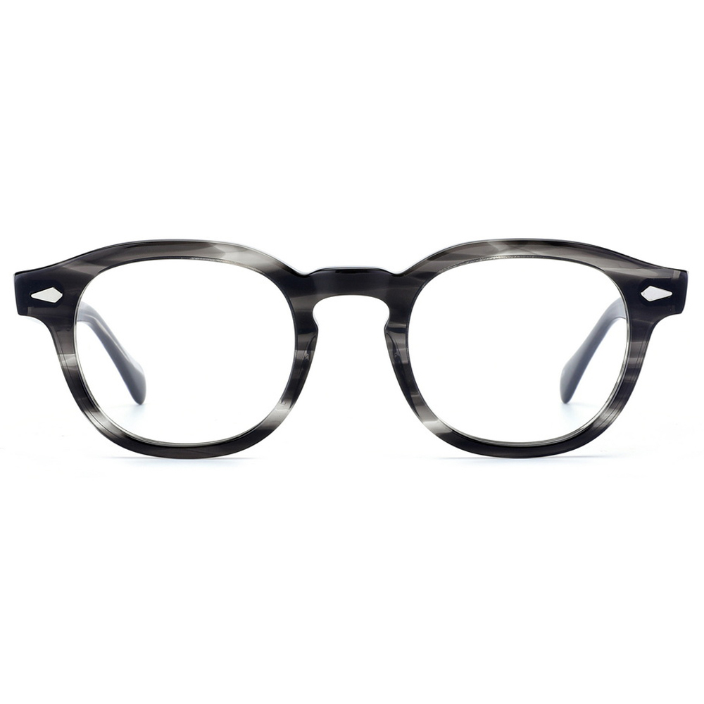 Trendy Acetate Optical Frame Rivet Decoration Custom Eyeglasses Frames Round Glasses Frame for Men 2024