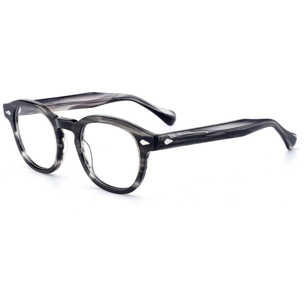 Trendy Acetate Optical Frame Rivet Decoration Custom Eyeglasses Frames Round Glasses Frame for Men 2024