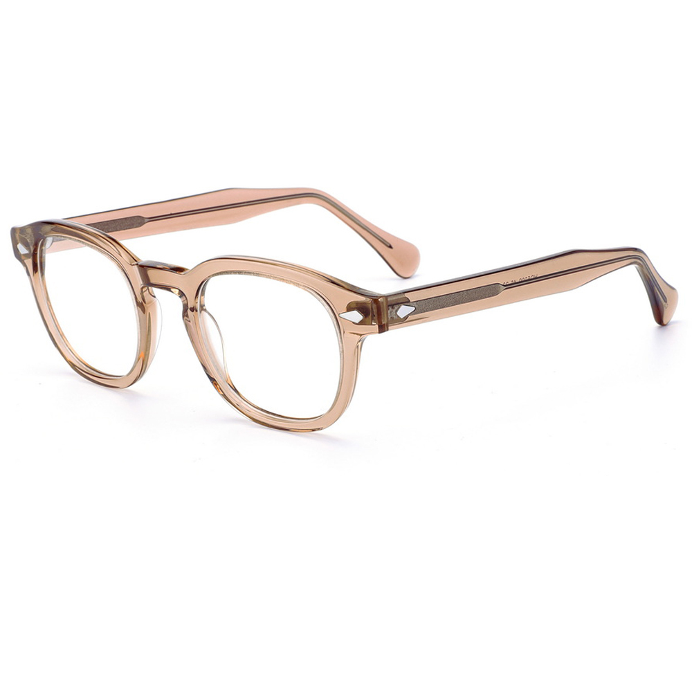 Trendy Acetate Optical Frame Rivet Decoration Custom Eyeglasses Frames Round Glasses Frame for Men 2024