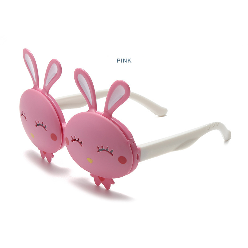 New children's fashion flip sunglasses girls UV proof bunny sunglasses cartoon glasses wholesale