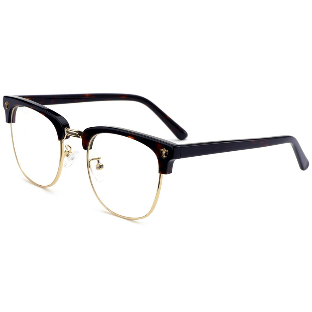 Wholesale Classics Acetate Optical Eye Retro Optical Square Rice Nail Half Frame Classical Retro Men Blue Light Eyewear