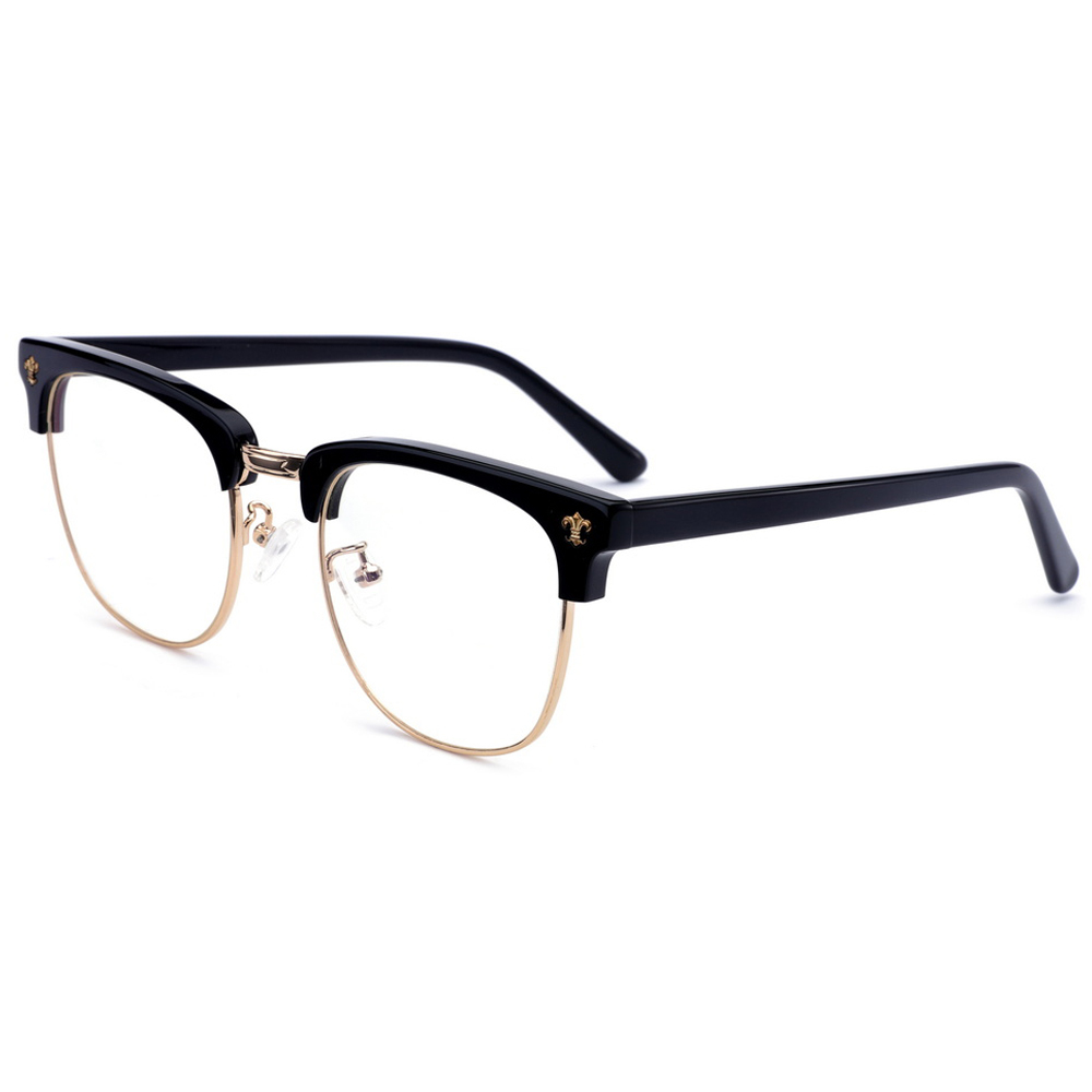 Wholesale Classics Acetate Optical Eye Retro Optical Square Rice Nail Half Frame Classical Retro Men Blue Light Eyewear