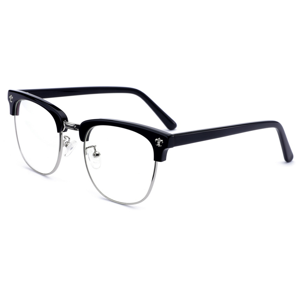 Wholesale Classics Acetate Optical Eye Retro Optical Square Rice Nail Half Frame Classical Retro Men Blue Light Eyewear