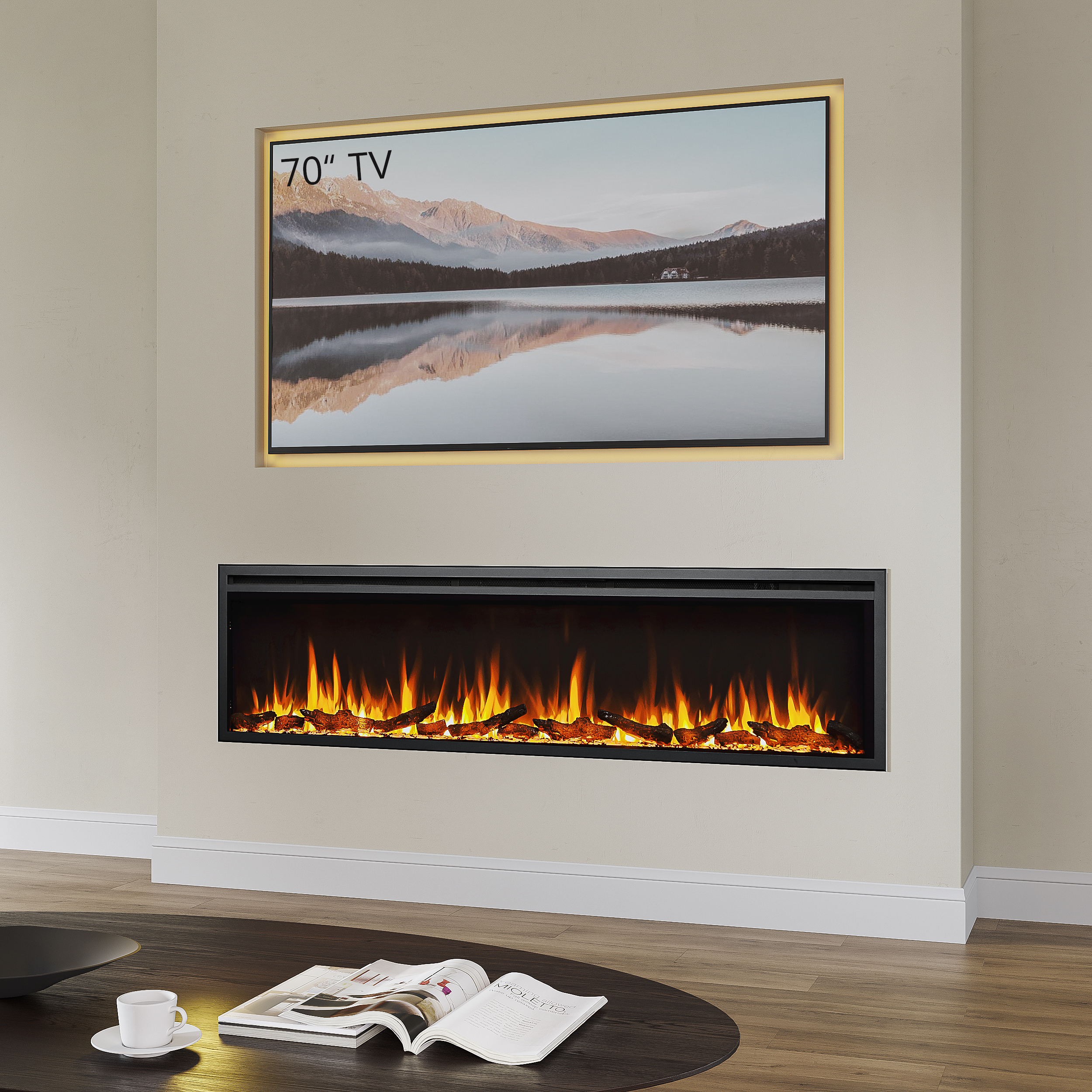 Electric fireplace for 60 inch deals tv