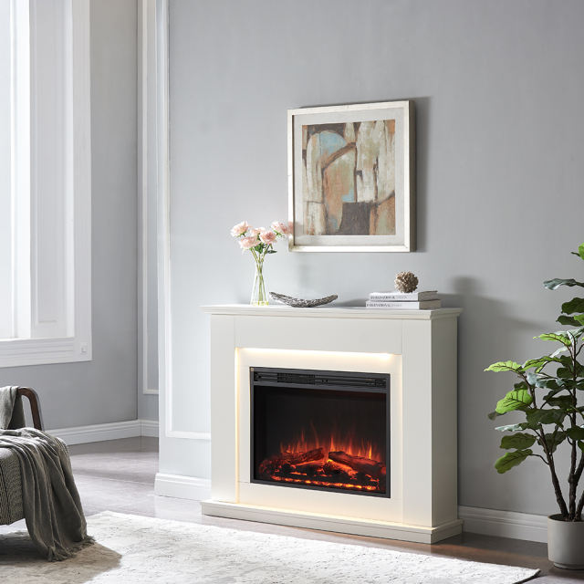 Valenza 44" White Electric Fireplace Suites