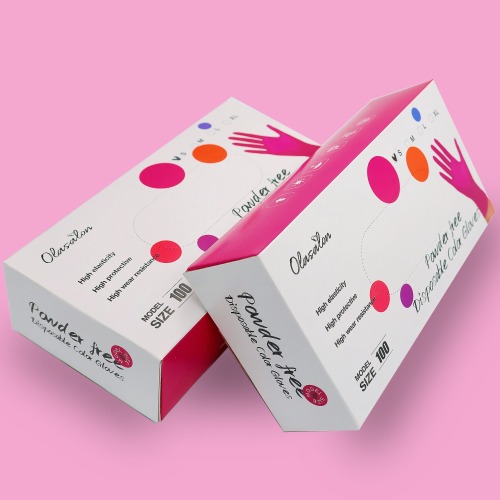 Gloves disposables100 pzas-OLA1903 Guante rosado compuesto100 pzas-OLA1904 Guante morado compuesto  100 pzas-OLA1905 Guante rojo  compuesto 100 pzas-OLA1906