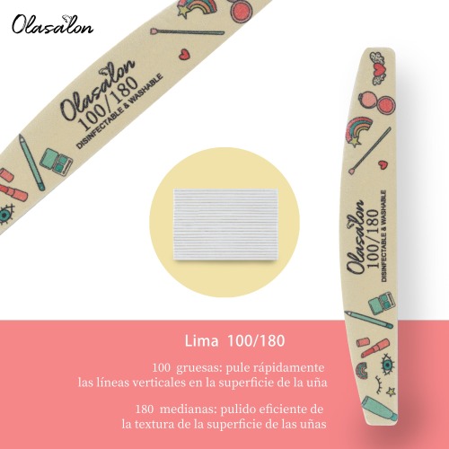Nail File/Lima olasalon 100/180 medialuna 25/pt-level brooze Make-up ola1113