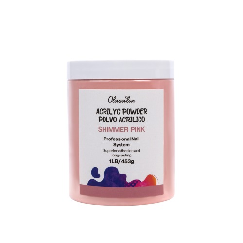 Polvo Acrilico OLASALON -Shimmer Pink ola312- 1 lb