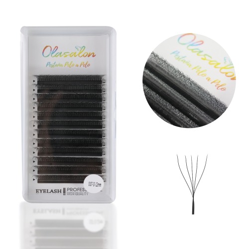pestaña-0.07-5D-EASY FAN extension OLASALON -LASH715-10MM-14MM